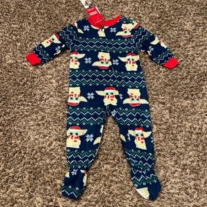 Unisex Blue Star Wars “Grogu” Christmas Footie Pajama